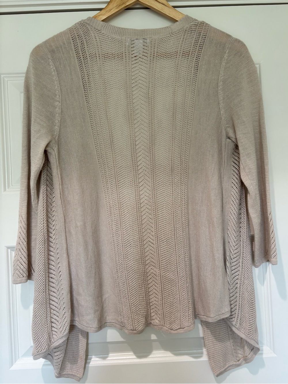 Charter Club Sz S Cream Pointelle Knit Cardigan Cotton Delicate 3/4 Sleeve - Picture 5 of 11